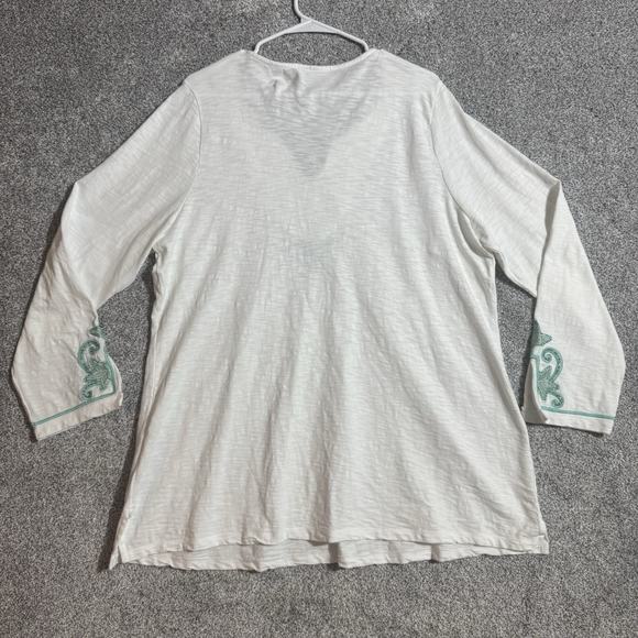 Charter Club Tunic Top Womens 2X Plus Boho Embroidery Cottagecore Peasant Flowy - Picture 2 of 11